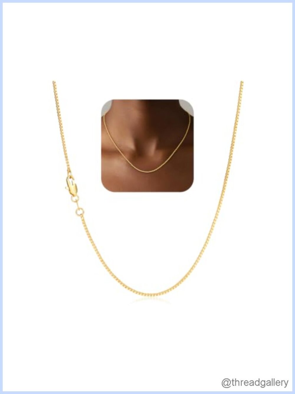 Sterling Silver 1mm Box Chain Necklace 18K Gold Plated Diamond Cut